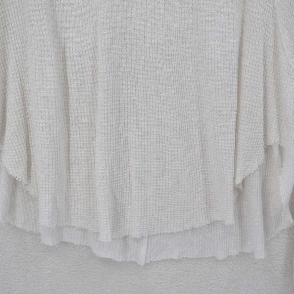 Free People Spring Valley Lace Waffle Thermal Top Womens Size S Ivory Oversized